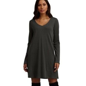 Charcoal gray long sleeve jersey knit shift dress size medium NWT